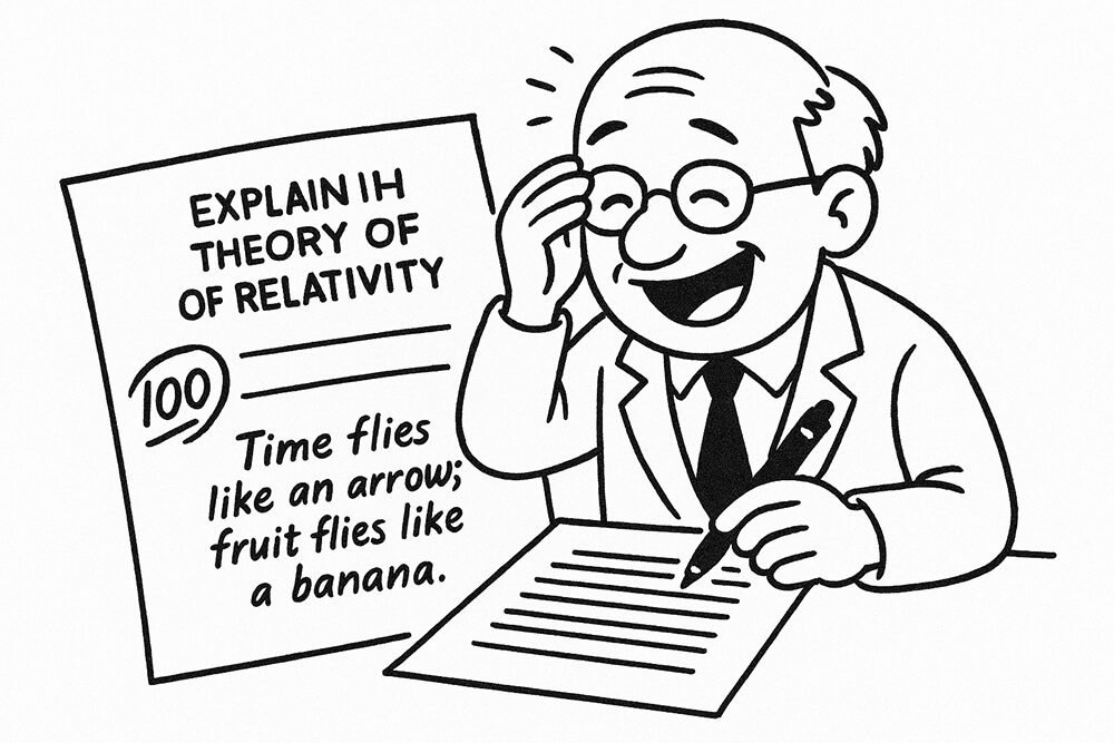 試験での珍回答と教授の大笑い